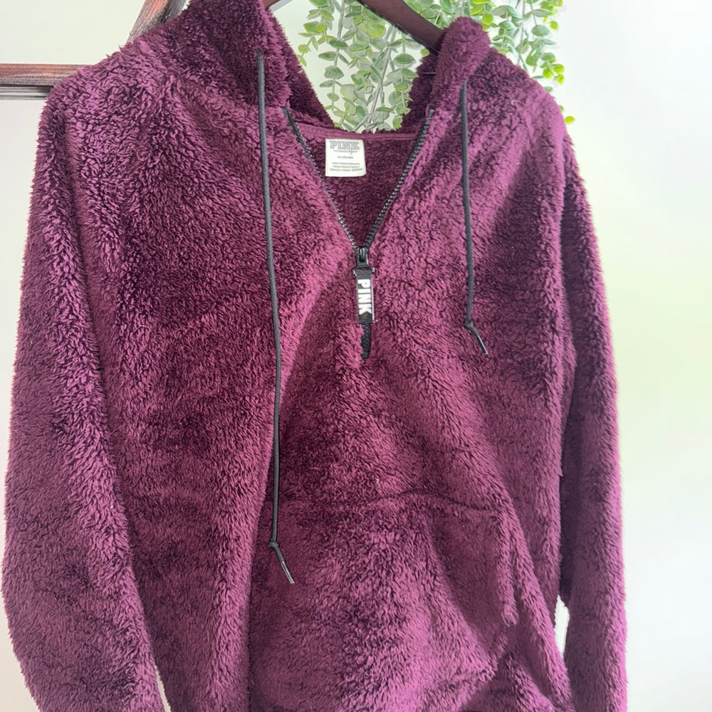 PINK Victoria's Secret Burgundy Teddy Jacket